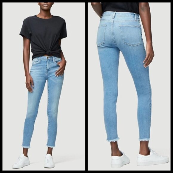 💕FRAME💕 Le High Skinny Micro Shredded Hem Jeans - Picture 1 of 16